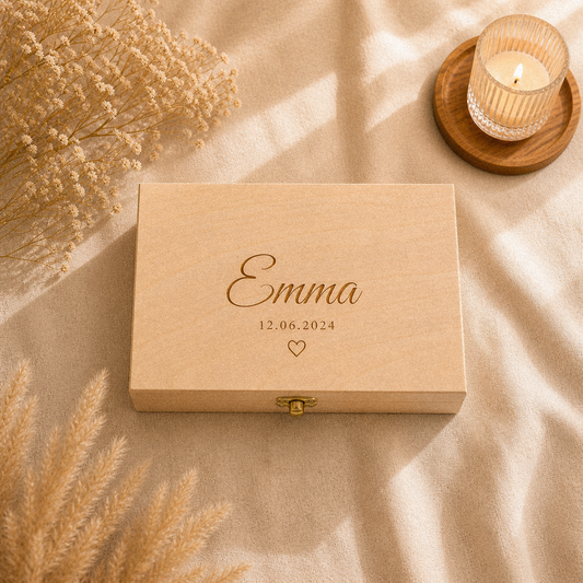 Houten pennendoosje graveren - bewaardoosje met naam