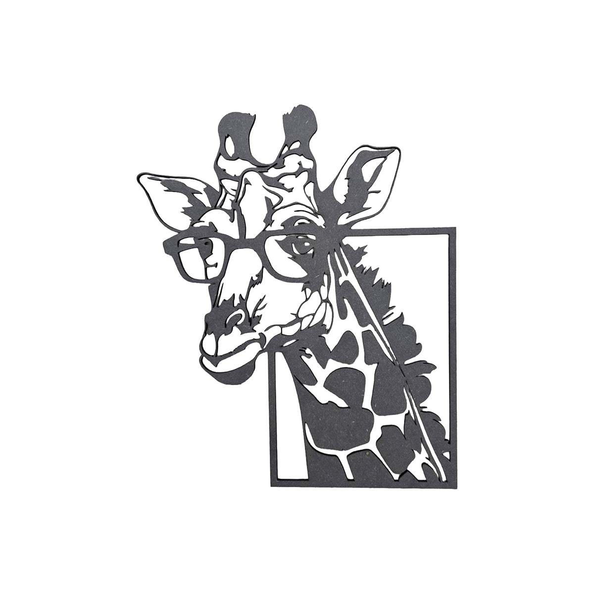 Giraf met bril – wanddecoratie (zwart MDF)