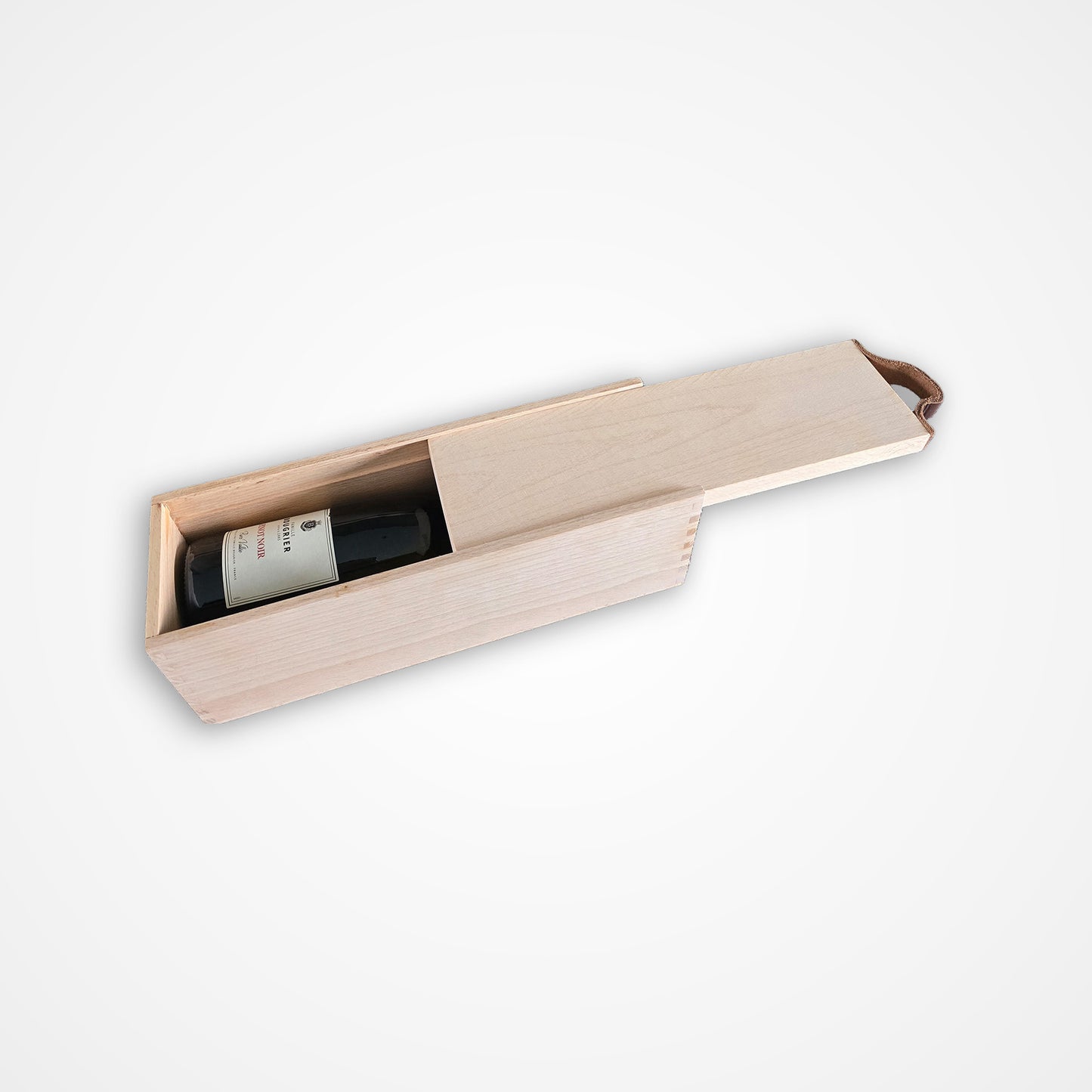 Open FineGift Box geschikt voor een wijnfles en persoonlijke gravering.