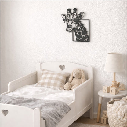 Giraf met bril – wanddecoratie (zwart MDF)