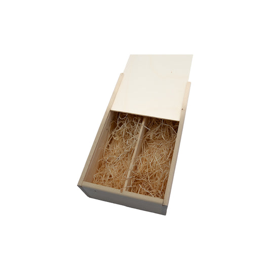 2-vaks houten wijnkist met schuifdeksel