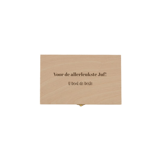 Houten pennendoosje graveren - bewaardoosje met naam