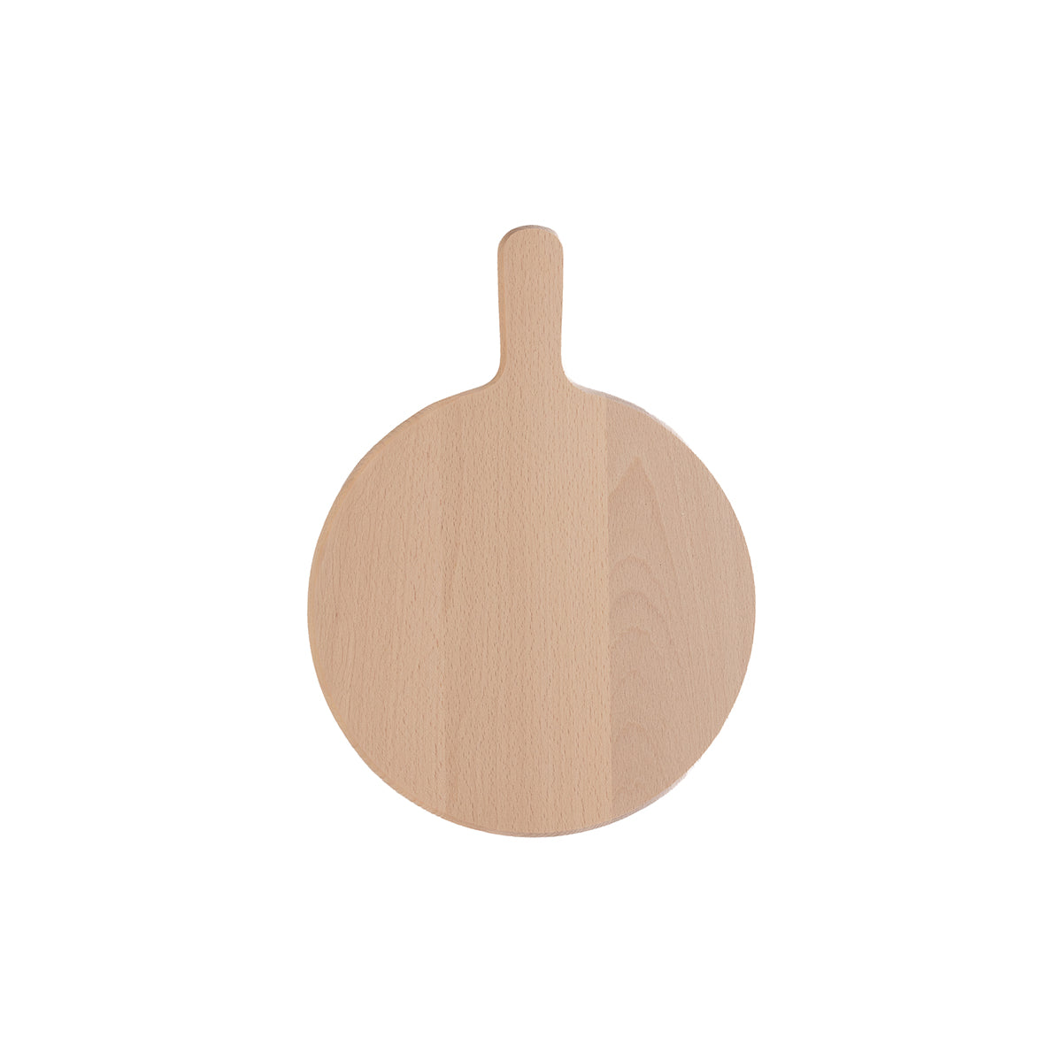 Ronde borrelplank van massief beukenhout met handvat